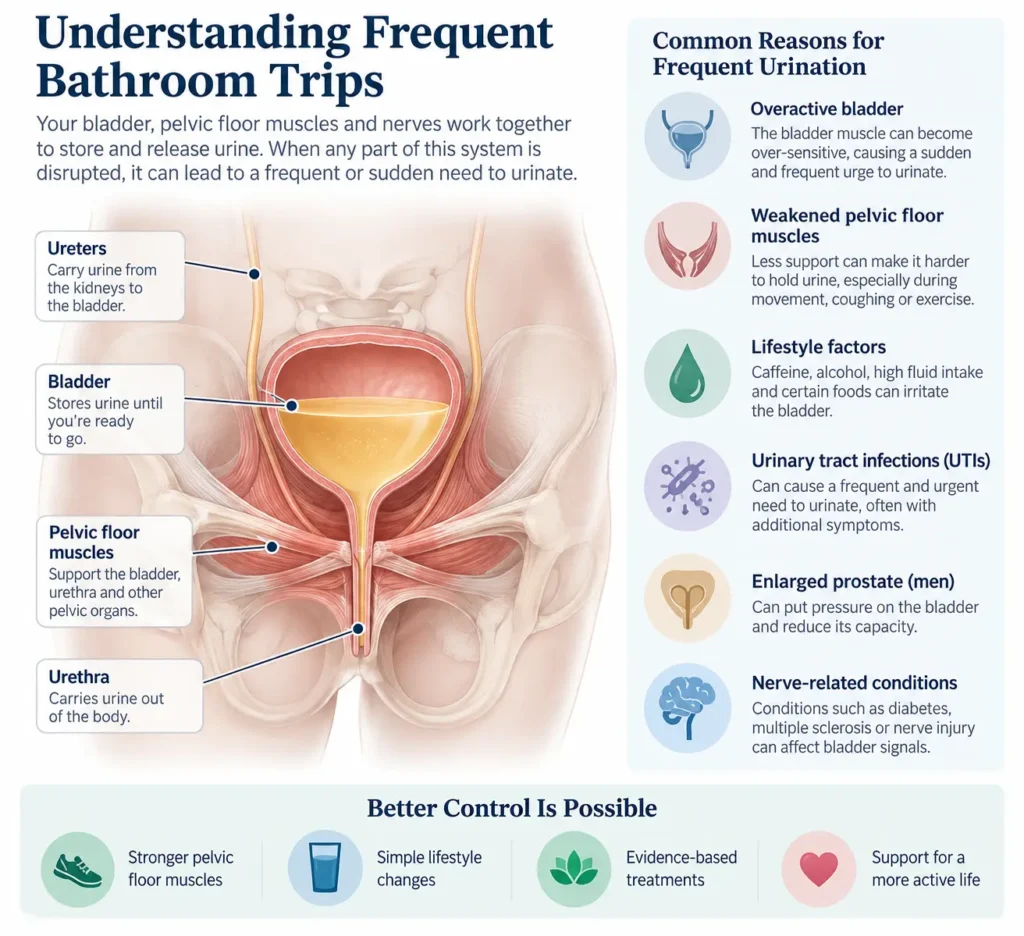urinary incontinence symptoms and treatment options guide detailed infographics by incontinence direct Nottingham