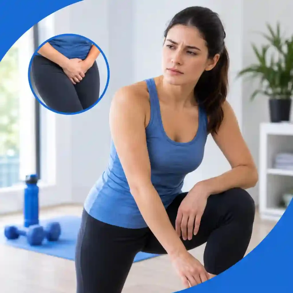 Pelvic-floor exercise Nottingham guidance for urinary leakage, focusing on correct muscle technique, relaxed breathing, muscle relaxation and seeking professional advice if symptoms worsen.